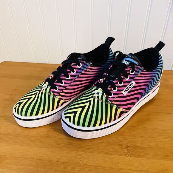 Heelys PRO 20 PRINTS BLACK RAINBOW Zebra Print Skate Rolling Shoe Women 5 YTH 4 - Picture 1 of 10